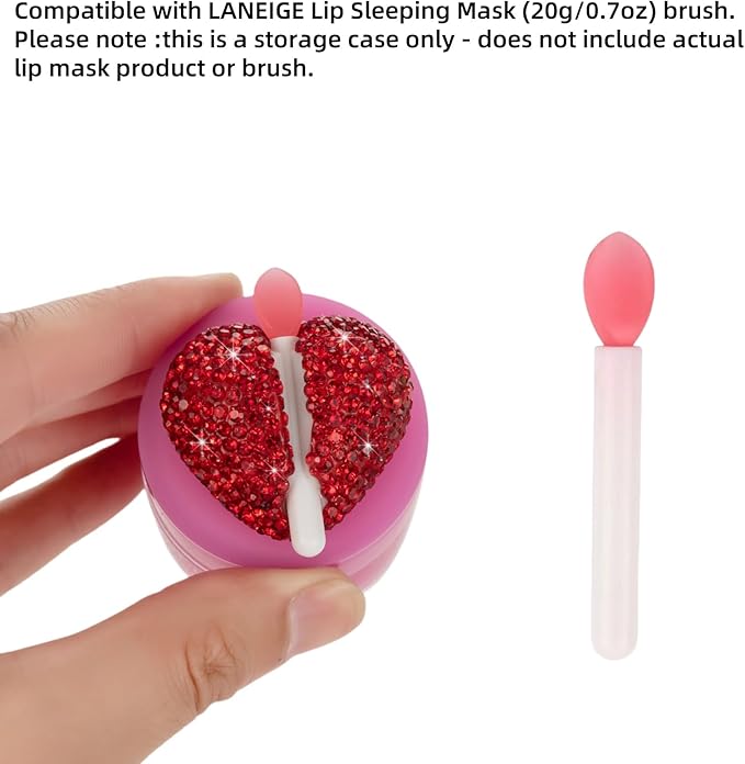 Lip Brush Holder,Lip Balm Brush Organizer Compatible with LANEIGE Lip Sleeping Mask,Silicone Sleeve Protector Cover for Lip Brushes(Red & AB)