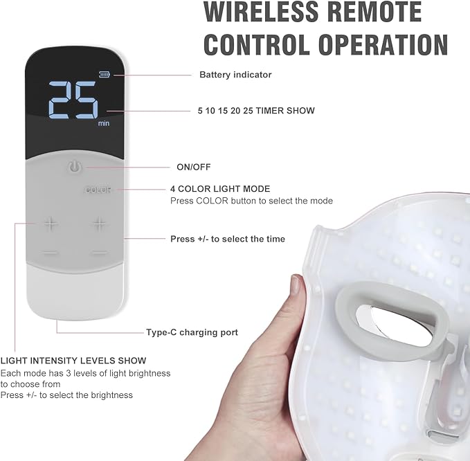 FSA Red Light Therapy Mask -Target Acne Removal,Wrinkles&Redness,Salon-Level Pro Infrared Face Mask Anti-Aging Skincare for Home Yoga,2000mAh Rechargeable,Led Light Therapy Facial Mask Wirless Remote