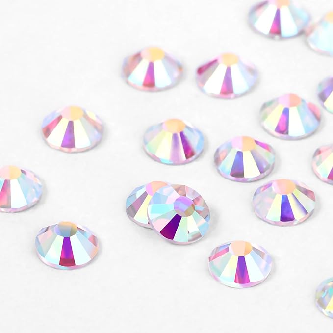 Novani Crystal Rhinestones, Flatback Loose Gemstones 1440pcs Glass Rhinestones for Clothes Shoes Crafts Makeup Nail Art and DIY Decorations(SS8, Crystal AB)