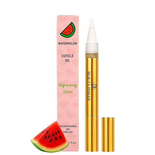 Beauty Power Nail Oil Cuticle Pen - Watermelon - Nail Strengthener & Growth Serum with Vitamin A, D, E, B5, Grapeseed & Natural Oils - Repair for Brittle, Peeling, Thin Nails - Twist Brush Pen