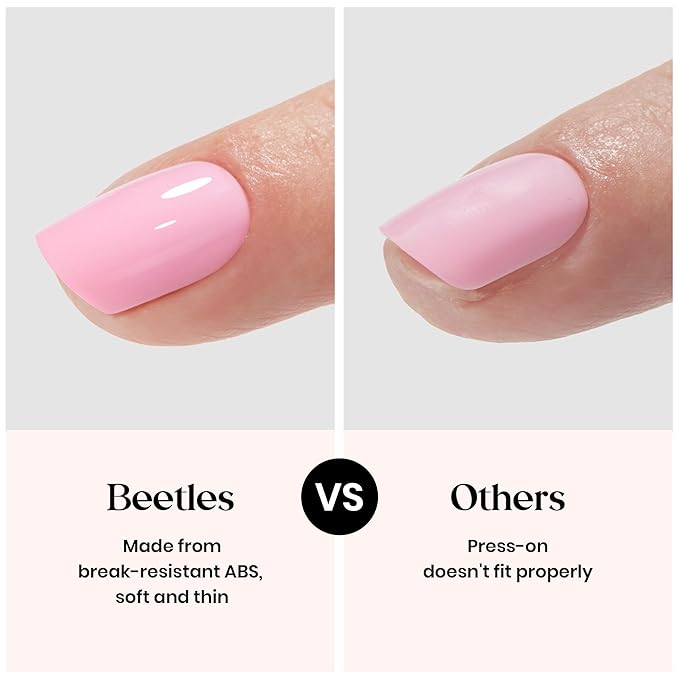 Beetles Press On Nails Kit - Caramel Drift | 360Pcs 12 Colors Short Square Press On Nails | 15 Sizes French Glossy Glitter Jelly With Nail Glue & Nail Tabs Stickers, Fake Nails Kit Art For Women