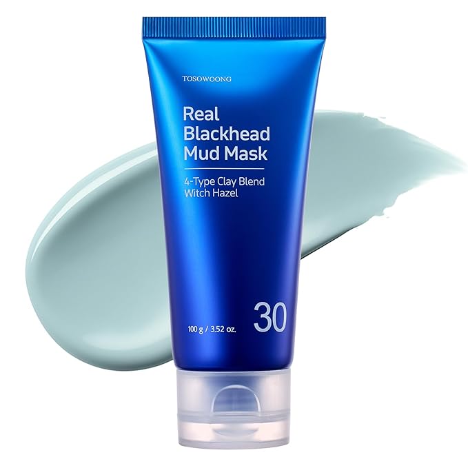 TOSOWOONG Real Blackhead Mud Mask, Facial & Nose Pore-Purifying Clay - Korean Mud Mask, Blackhead Remover for Face, Pore Tightening, Deep Pore Cleaner, Skin Cooling & Oil Control, 100 g / 3.52 oz.