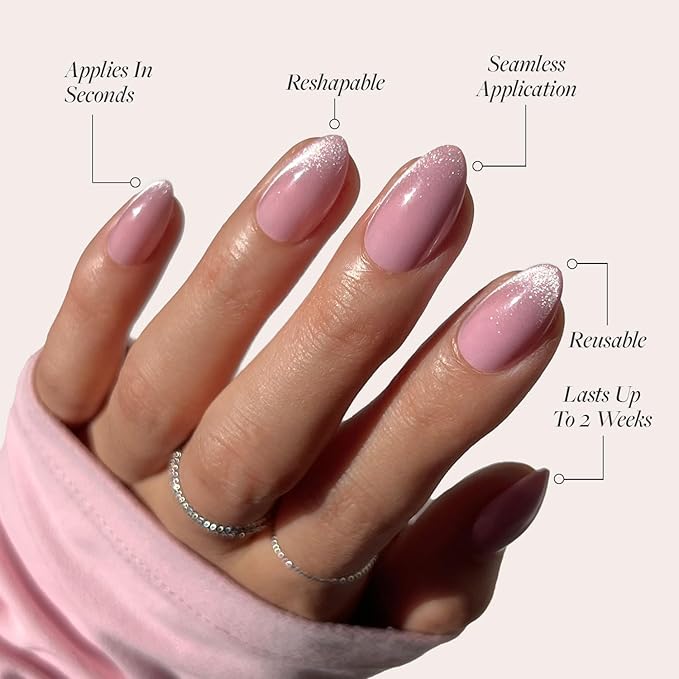 Glamnetic Press On Nails - Lovers Blush | Opaque, Glossy Velvet Pink Nails, Salon Quality | 15 Sizes - 30 Nail Kit with Glue