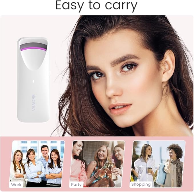 BEOVEA Heated Eyelash Curler – Fast 8-Second Heat for Long-Lasting Curls – Portable Rechargeable Heated Lash Curler, Safe & Effective Eyelash Curlers for All-Day Volume and Lift