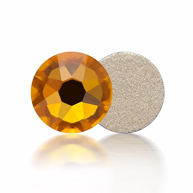 Meibite Gold Yellow Flatback Rhinestones, Glass Rhinestones for Nail Art and Craft, Glue Fix, Loose Crystal Gemstones(Gold Yellow, SS16, 1440pcs, 3.8-4.0mm)
