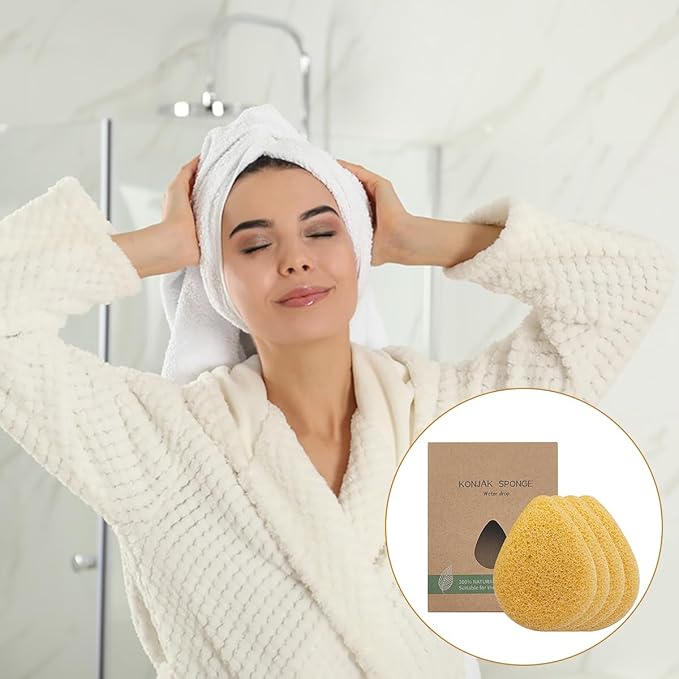 Natural Konjac Facial Sponge (4-Pack) | SourceTon face Scrubber Soft & Gentle Face Scrubber for All Skin Types