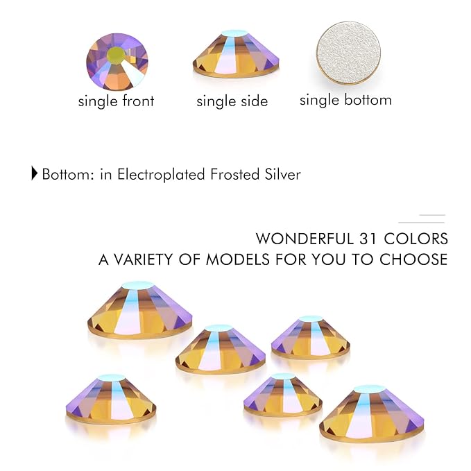 1440Pcs Topaz Ab Crystal Rhinestones,Glass Flatback Rhinestones Gemstones for Nail Face Makeup Art Crafts Clothes Decoration -(SS20,4.8mm,Topaz Ab)