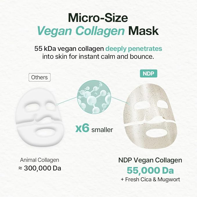NDP Collagen Cica Cooling Hydro Mask – World’s First Freeze-Ready Hydrogel Face Mask with 55,000Da Vegan Collagen, Real Mugwort & Centella – Korean Mask for Sensitive Skin (36g x 4ea)