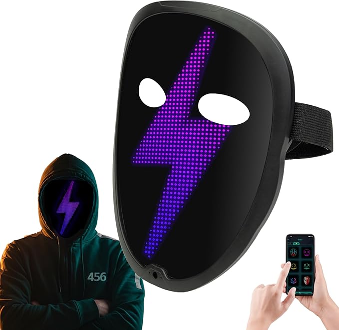 LED Mask with APP & Gesture Control - Perfect for Cosplay, Masquerade Balls & Party Costumes for Adult Unisex Mask