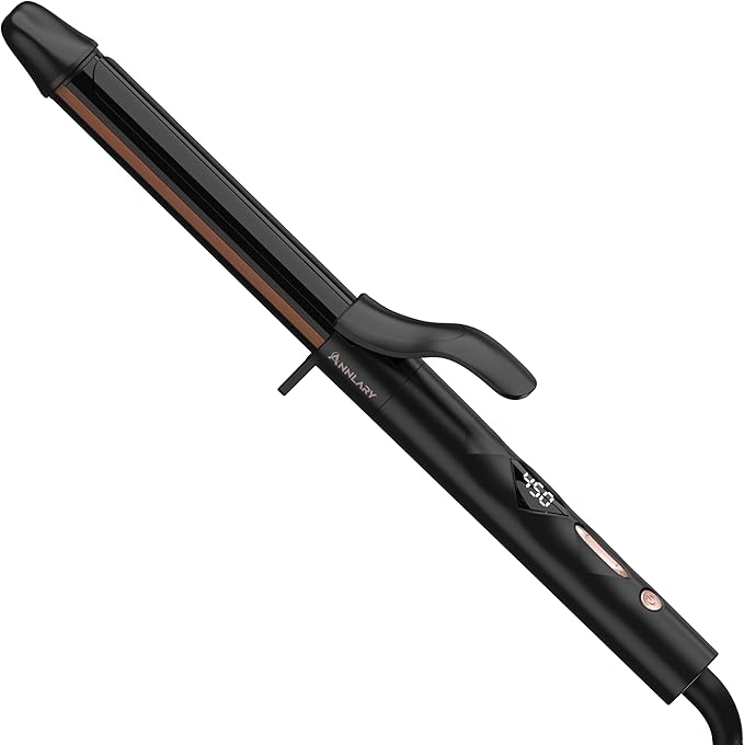 ANNLARY 1 Inch Curling Iron, Titanium Ceramic Hair Curler, Fast Heating Curling Wand with 8 Heat Settings with LED Display for All Hair Types Dual Voltage 110-240V for Travel
