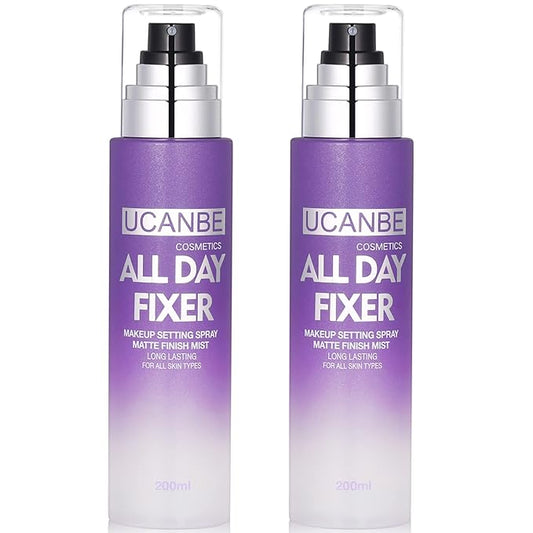 UCANBE Makeup Setting Spray - 2PC Set Matte Finishing Spray, Long Lasting Oil Control Make Up Spray, Lightweight Hydrate Face Mist for Face