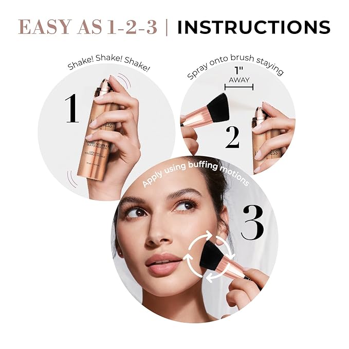 LUMINESS Complete Makeup Kit - Includes Face Palette, Airbrush Foundation, Primer and Brush - Silky, Long-Wearing, Easy to Blend, Perfect Makeup for Older Women, 4-PC Make Up Set (16 - Light Rich)