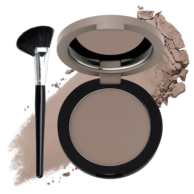 Erinde Cool Toned Contour Palette with Mirror, Taupe Grey Contour Powder for Fair Pale Light Cool Skin Tones, Lightweight, Ultra-Blendable, Nose Contouring Bronzer Powder with Countour Brush