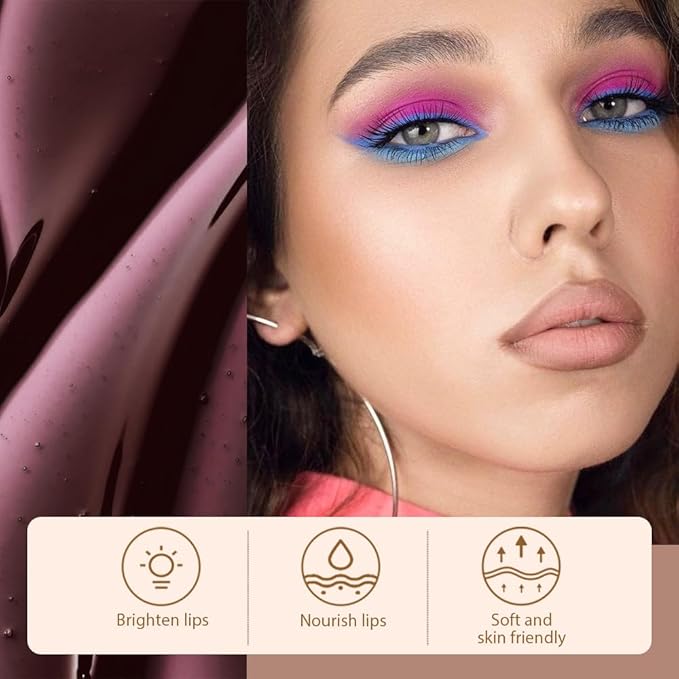 JUAAZIN Matte Lip Stain Peel Off Lip liner with Tweezer, Dark Brown Peel Off Lip Stain, Long Lasting Waterproof Lipstick Lip Gloss Tattoo, Transfer-proof for All Skin Types, 0.12 fl oz 05#