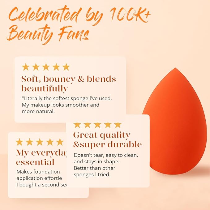BEAKEY Makeup Sponge Set 5 Pack Micro Porous Low Absorption Soft Latex Free Foundation Beauty Sponges & Blenders for Powder Cream, Stocking Stuffers for Women