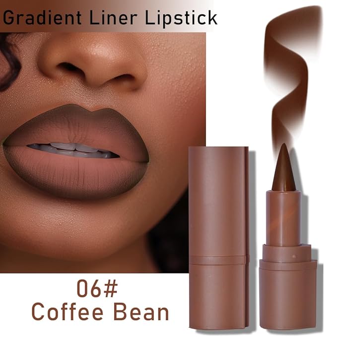BAISEN DIARY 6PCS 2-in-1 Gradient Lip Liner and Lipstick Lip Combo Set - Achieve Flawless Contour and Gradual Ombre Effect with Easy-to-Use Crayon Form and Cone Tip, Dark Brown Black Lip Liner Set
