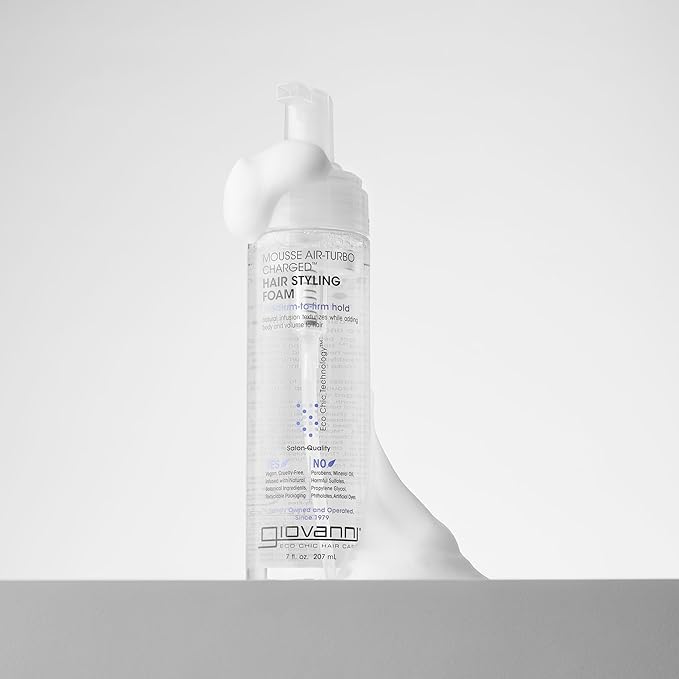 GIOVANNI Mousse Hair Styling Foam - Mousse for Curly Hair, Volumizing Hair Foam for Women & Men, Foaming, Add Texture for Curls & Wavy Hair, Defining & Enhancing - 7 Fl Oz (Pack of 1)