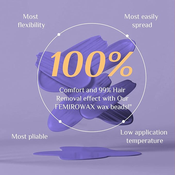 FEMIROWAX Wax Beads, 1lb Hard Wax Beans for Hair Removal Sensitive Skin with Lavender Formula Waxing Beads for Full Body Brazilian Bikini Face Eyebrow at Home Wax Refill for Women Men