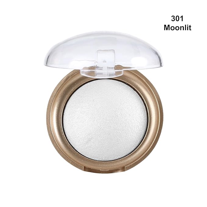 Baked Highlighter Contour Powder Sheer Pearl Shimmer Shades for Face Highlighter Makeup Brighten Up (301-Moonlit)