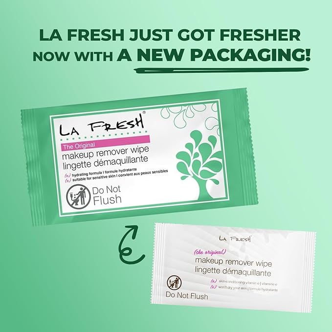 LA Fresh Makeup Remover Wipes with Vitamin E - Make up Remover for Face, Eyes, Lips - Face Travel Essentials - Case of 50ct Makeup Wipes