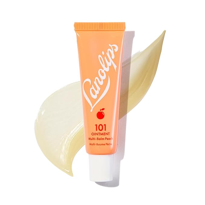 Lanolips 101 Ointment - Lanolin Lip Balm for Smooth, Hydrated & Healthy Lips - Multipurpose Ointment with Lanolin Oil for Dry Cuticles & More - Peach (0.52 oz)