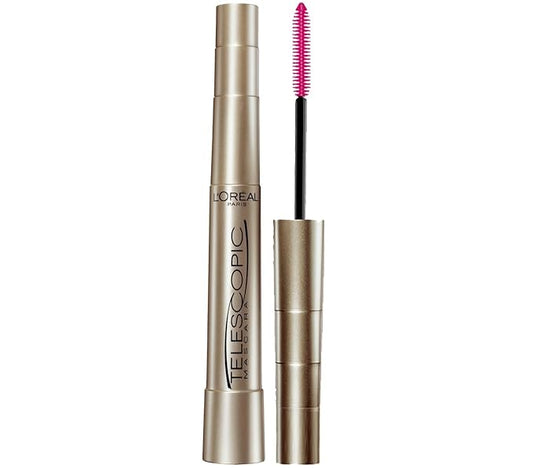 L'Oreal Paris Makeup Telescopic Original Lengthening, Lash Separating Mascara with Dual Precision Brush, Washable, Blackest Black, 0.27 Fl Oz., 1 Count