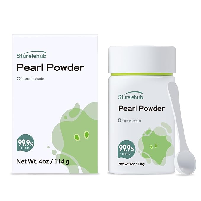 Sturelehub Pearl Powder Organic, for Face, 4OZ / 114g 99.9% Purity, Cosmetic Grade, For DIY Mask, Cream And Lotion, Organic Pearl Powder For Homemade Cosmetics
