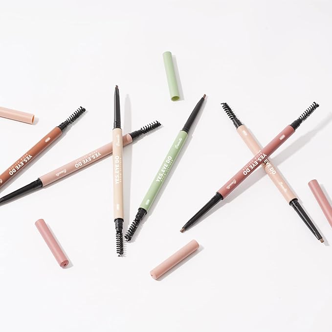 Gray Brown Eyebrow Precision Pencil, Brow Microfilling Pen with Blending Brush, Ultra precise Retractable Defining Pen,Perfectly Fill and Shape Eyebrows for Bushy Brow, Brunette, YES.EYE DO