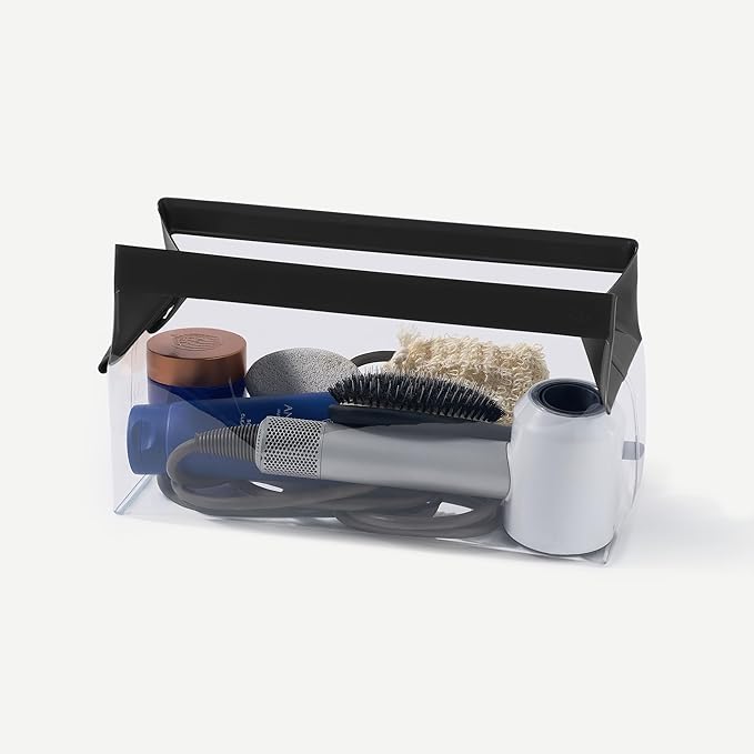 Cadence Parcel - Clear Kit with Magnetic Closure - Durable and Leak-Resistant Travel Toiletry Kit - Modular Design - Hygiene Bag for Travel Essentials - 4 Qt - Ink