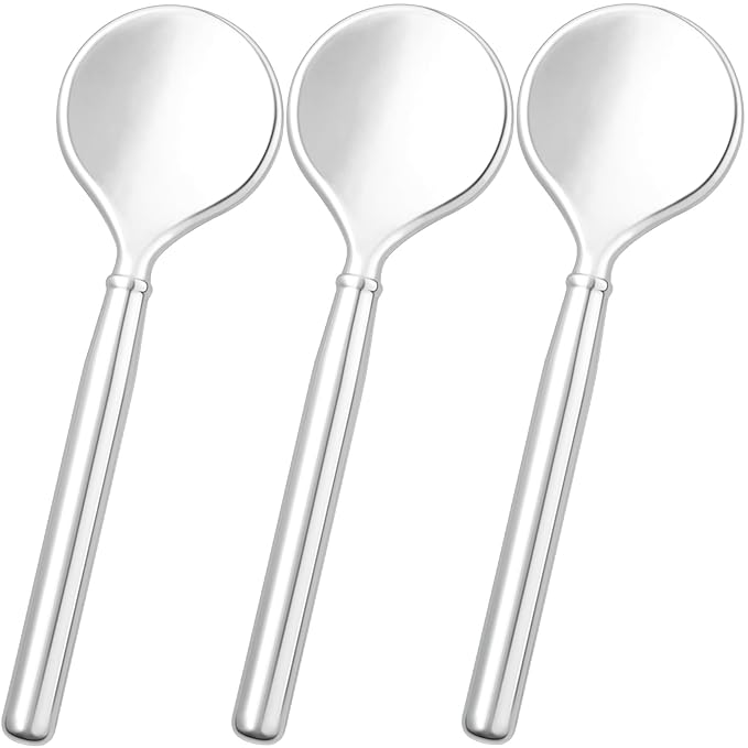 Pndeyo 3pcs Mini Metal Makeup Spoon, Reusable Cosmetic Cream Spatulas, Skincare Scoop Applicator Facial Massage Beauty Tools for Mixing and Sampling Face Eye Cream- Silver