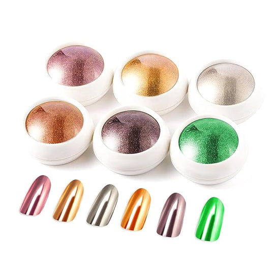 BISHENGYF Rose Gold Chrome Nail Powder: Metallic Mirror Powder Holographic Pigment Powder Silver Green Chrome Nail Powder for Nails Rose Gold Nail Chrome Powder for Nails Art DIY Decoration