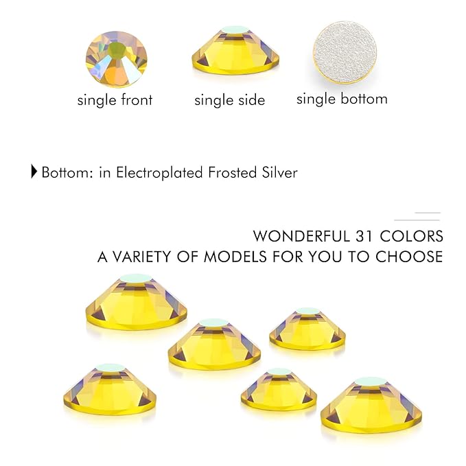 1440Pcs Lemon Ab Crystal Rhinestones,Glass Flatback Rhinestones Gemstones for Nail Face Makeup Art Crafts Clothes Decoration-(SS20,4.8mm,Lemon Ab)