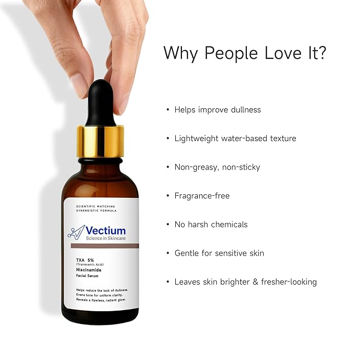 Tranexamic acid serum 5% TXA & Niacinamide Facial Serum - Helps Brightens Skin, Evens Tone & Boosts Radiance, Lightweight Daily Serum, All Skin Types, 1 Fl Oz