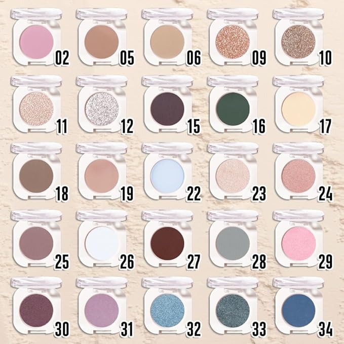 Pear White Shimmer Single Eyeshadow Makeup, Neutral Powde Eye Shadow for Women, Sparkly Pearl Glitter Singles Eyeshadow Palette Pigmented Waterproof, sombras para ojos, Girls Christmas Gifts 23