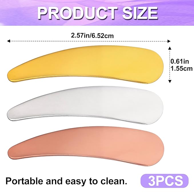 Pndeyo 3pcs Mini Metal Makeup Spatula, Reusable Cosmetic Cream Spatulas Spoon, Skincare Scoop Applicator Facial Massage Beauty Tools for Mixing and Sampling Face Eye Cream- Silver & Gold & Rose Gold