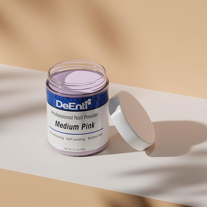 DeEnti Acrylic Nail Powder - 2oz Medium Pink|Professional Grade, Bubble-Free Acrylic Powder for Nails | Long-Lasting, Chip-Resistant Nail Acrylic Powder for Carving, Extensions & Fake Nails