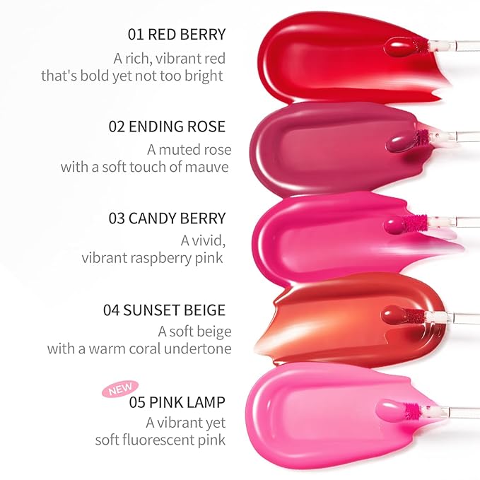 Pudding Glow Korean Lip Tint | Natural Lip Stain | Gloss to Stain | Long-Lasting & Non-Sticky | Lightweight Lip Tint | 0.14 oz. (03 CANDY BERRY)