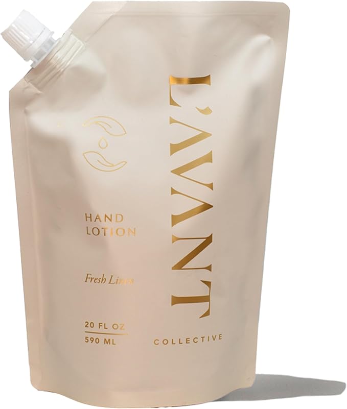 L'AVANT Collective Luxury Hand Lotion Refill - Fresh Linen High Performing Moisturizing Hand Cream for Dry, Cracked Hands Fragrance - Shea Butter Heal & Restore Softens Skin Fresh Linen 20 Oz