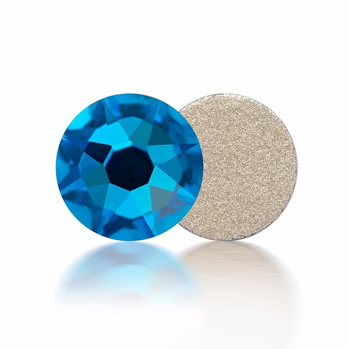Meibite Capri Blue Flatback Rhinestones, Glass Rhinestones for Nail Art and Craft, Glue Fix, Loose Crystal Gemstones(Capri Blue, SS16, 1440pcs, 3.8-4.0mm)