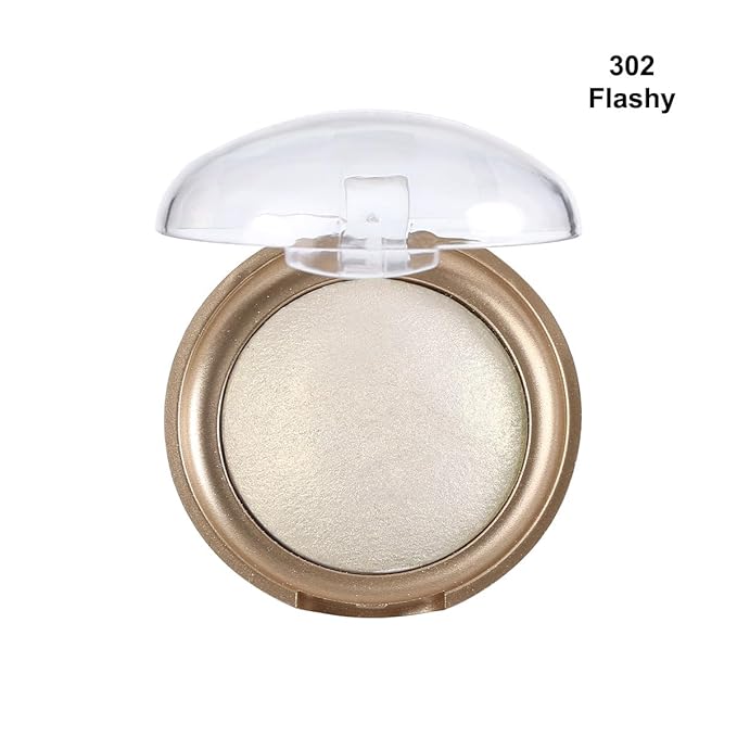 Baked Highlighter Contour Powder Sheer Pearl Shimmer Shades for Face Highlighter Makeup Brighten Up (302-Flashy)