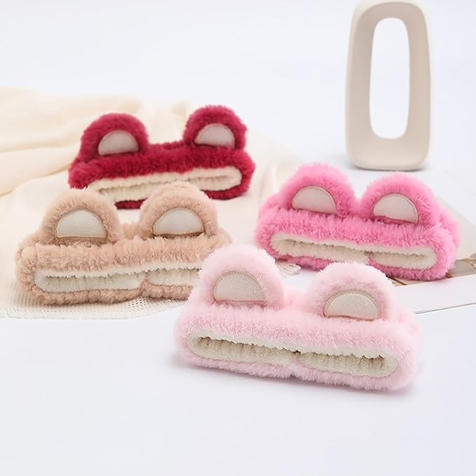 Gniwhd 15PCS Cute Cat Ears Spa Headband for Washing Face Makeup Skincare Headband with Wrist Bands, Sleepover Party Supplies for Women/Teen Girl Trendy Stuff Present (15PCS Bear Ears, standard size)