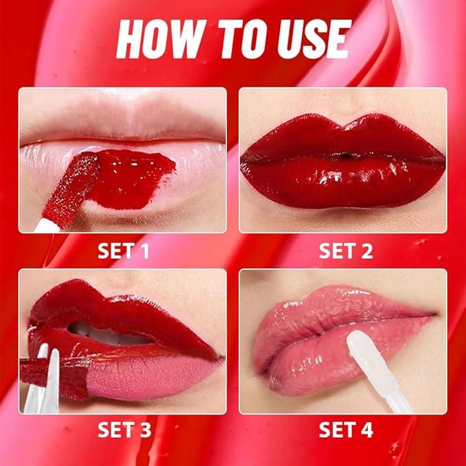 JUAAZIN Dewy Rose Lip Stain Peel Off Lip liner and Lip oil with Tweezer, Dual-Ended Peel Off Lip Stain Tattoo, Highly Pigmented Long Lasting Waterproof, Transfer-proof for All Skin Types, 02#