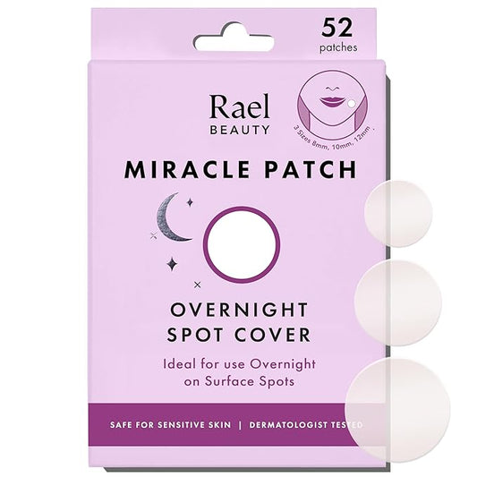 Rael Pimple Patches - Miracle Overnight Spot Cover, Thicker & Extra Adhesion, Hydrocolloid Acne Pimple Patch for Face, Zits & Blemishes, Korean Skin Care, 3 Sizes (52 Count)