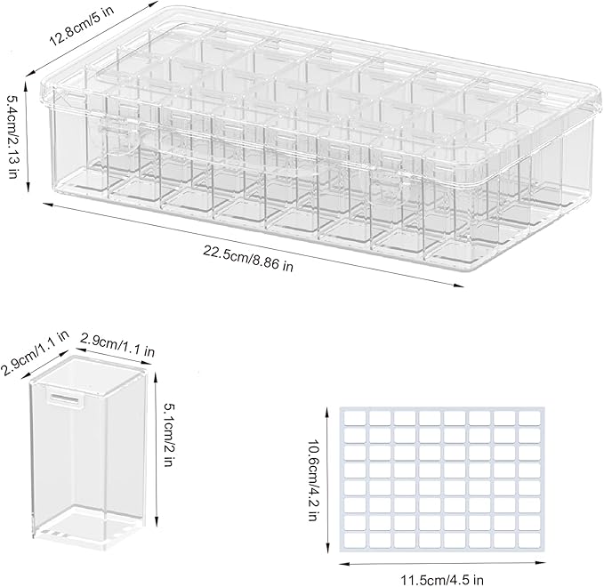 VANSUNS 32-Grid Diamond Painting Storage Container, Transparent Square Diamond Art Storage Case, Suitable for Beads, Crafts, Nail Art, DIY ﻿