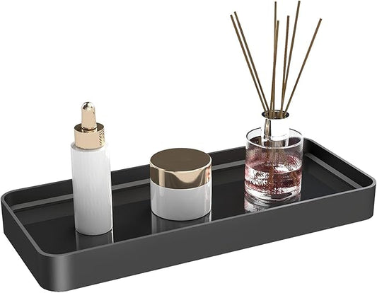 YUMORE Bathroom Organizer Countertop, Counter Organizer for Bathroom Decor, Tempered Glass Shelf for Vanity Storage, Makeup Tray for Perfume Skincare Bedroom Kitchen Corner(1 Tier- Pro)