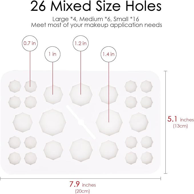 Makeup Brushes Drying Rack with Silicone Mat, Adjustable Makeup Brush Holder, Makeup Brush Display Dryer Stand, 26 Holes Acrylic Brush Organizer Stand (White)