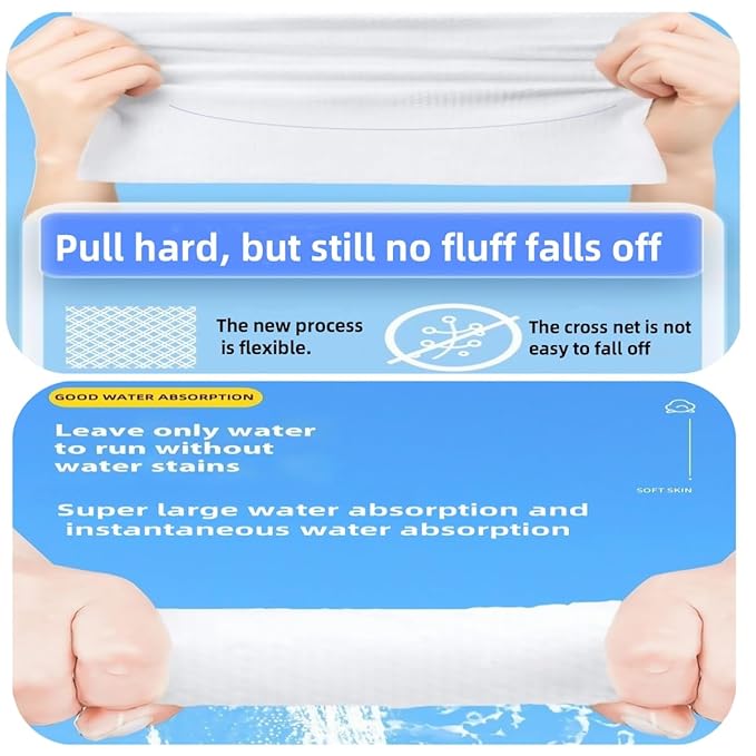 Disposable face towels, MIXUISEE thick and soft face towels. 100% pure cotton, super thick 130%. Suitable for makeup removal and cleansing, and applicable to sensitive skin. (300 pieces)