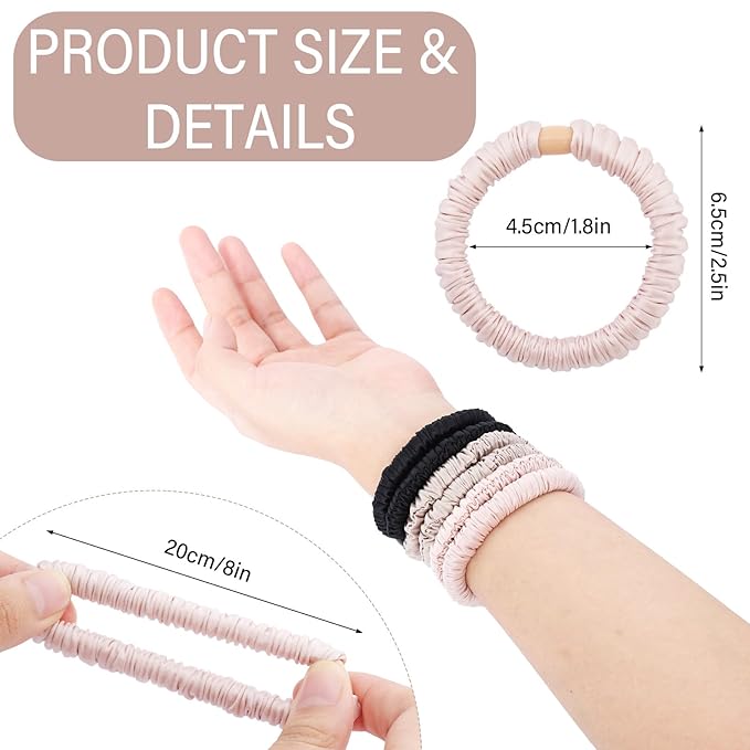 12Pcs Simulated Silk Fabric Hair Ties for Hair Sleep Scrunchies for Women Gril Long Hair Short Hair No Damage Elastic Ponytail Holders