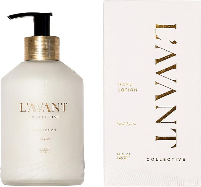 L'AVANT Collective Luxury Hand Lotion - High Performing Moisturizing Hand Cream for Dry, Cracked Hands, Nails & Cuticles - Hydrating Shea Butter Formula (10 oz, Fresh Linen)