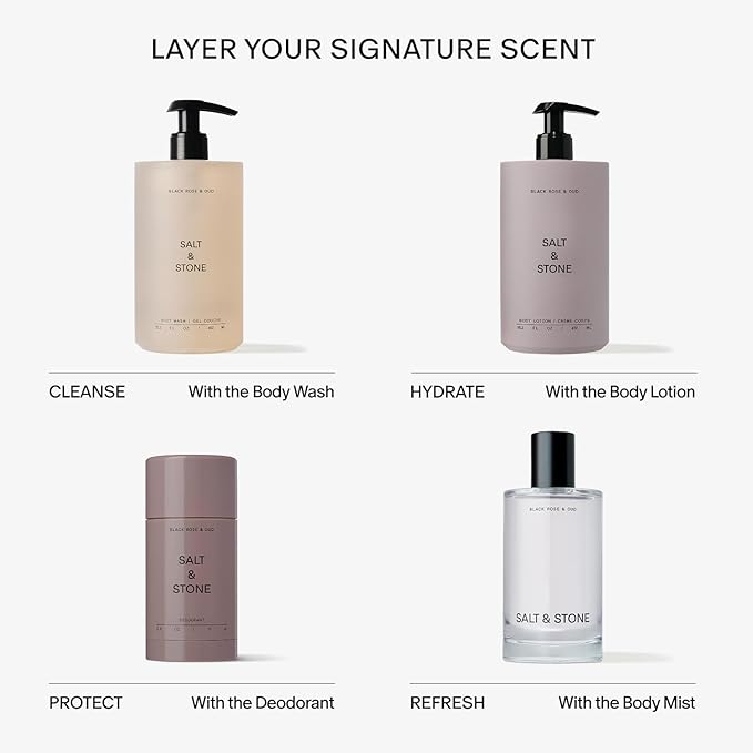 SALT & STONE Aluminum Free Deodorant | Extra Strength 48 Hour Protection for Women & Men | Made with Seaweed Extracts, Niacinamide & Prebiotics (Black Rose & Oud)